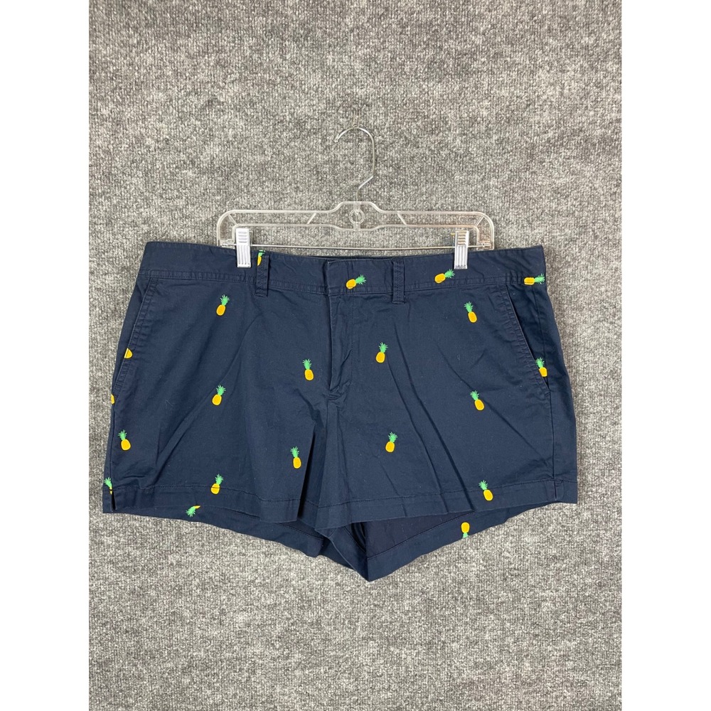 GAP‎ Pineapple Print City Shorts Womens 18 Navy Blue Excellent Mid Rise Cotton